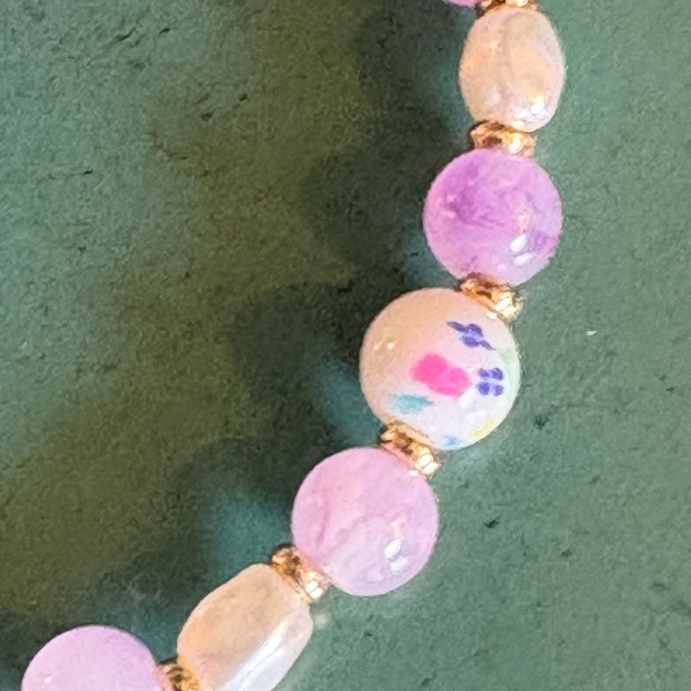 NEW Little Words Project 2 Beaded Floral Bracelets LOVELY & BELIEVE Pink Lilac - Picture 4 of 6